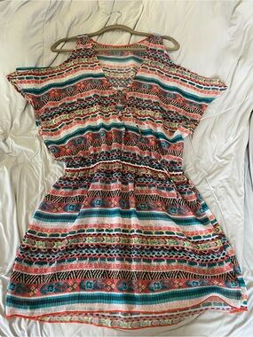 Women’s Multicolor Cold-Shoulder Swim Coverup